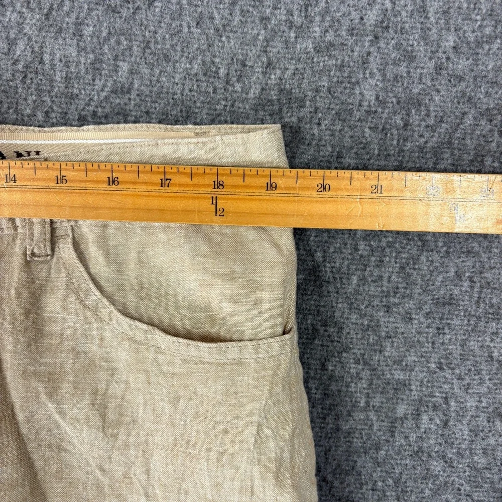 Amiani Tan Linen Cotton Blend Straight Leg Pants Mens 38 Beachy Resort Relaxed